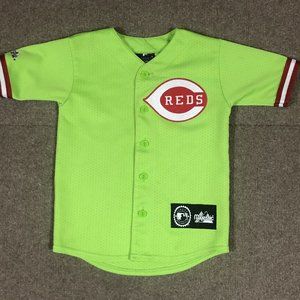 VTG Majestic Cincinnati Reds Jersey Blank Neon Green Preschool L Size 7 Youth